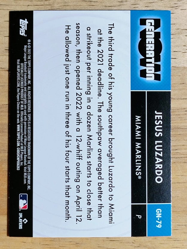 2022 Topps Generation Now #GN79 Jesus Luzardo