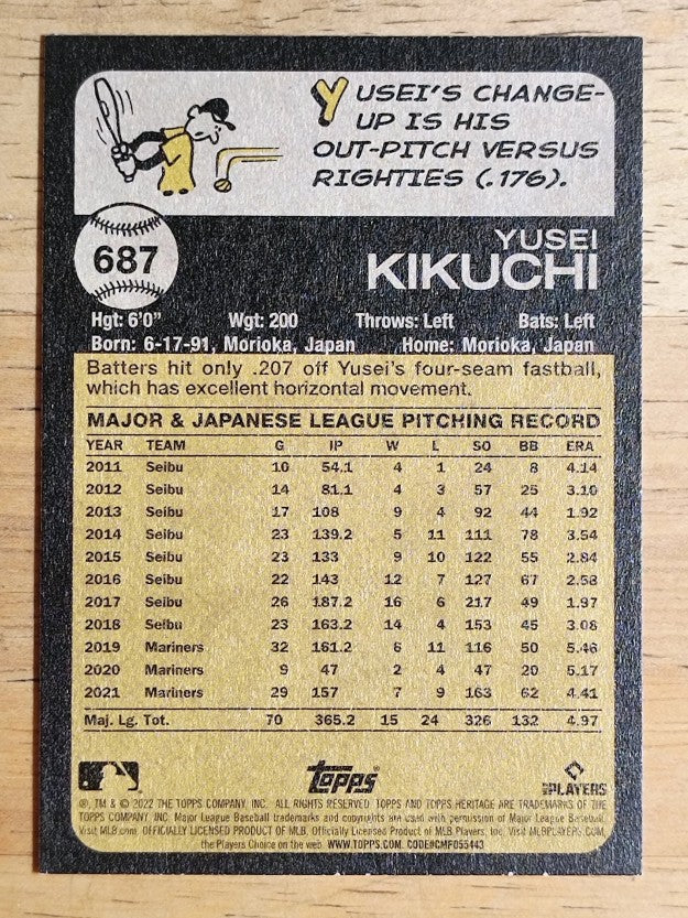 2022 Topps Heritage #687 Yusei Kikuchi