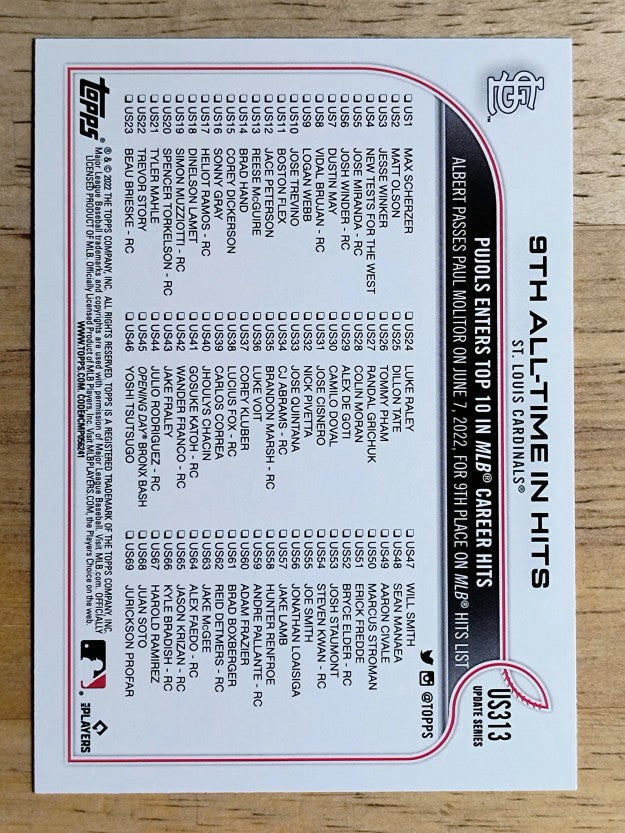 2022 Topps Update #US313 Albert Pujols SH