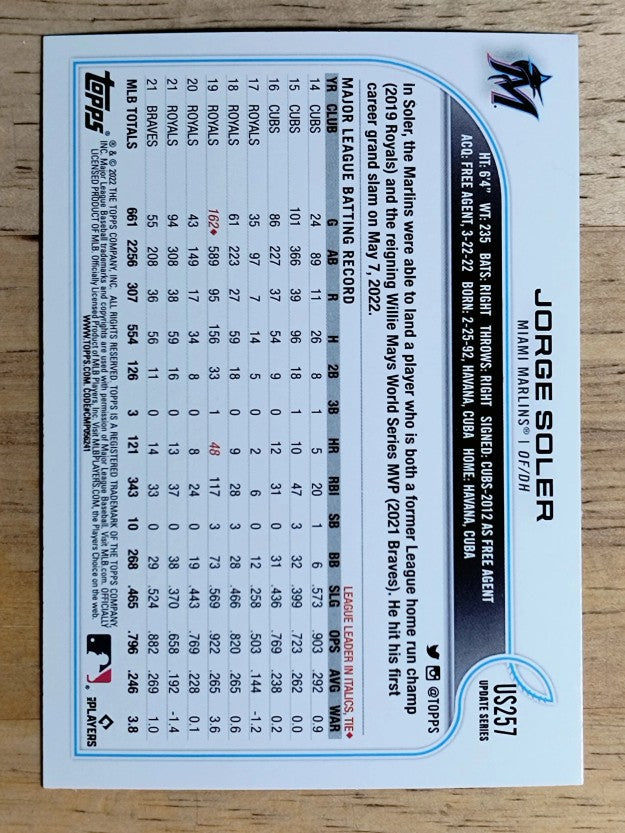 2022 Topps Update Gold Foil #US257 Jorge Soler