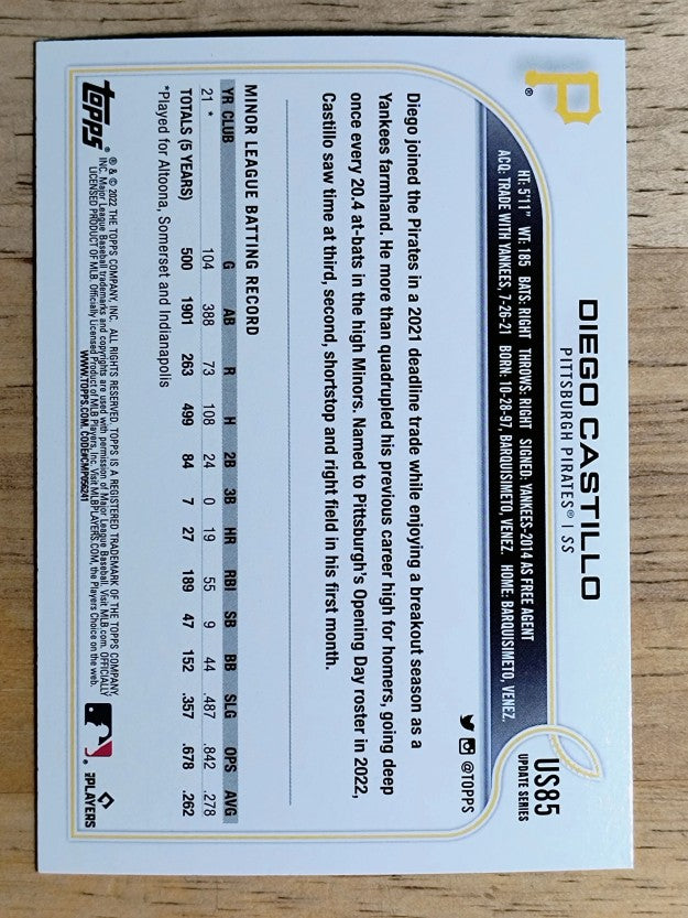 2022 Topps Update Rainbow Foil #US85 Diego Castillo