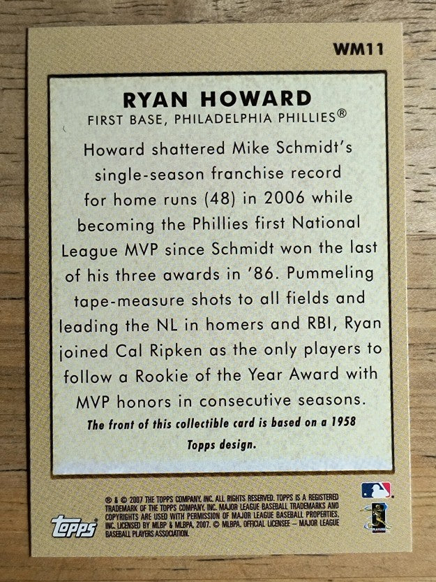 2007 Topps Wal-Mart #WM11 Ryan Howard 58T