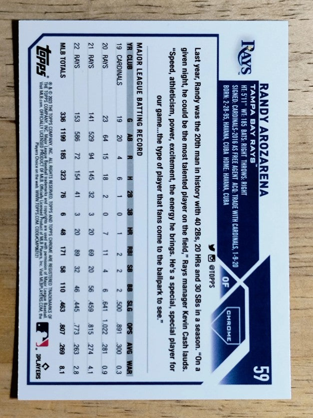 2023 Topps Chrome #59 Randy Arozarena