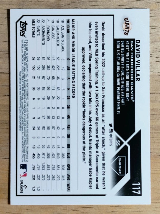 2023 Topps Chrome #117 David Villar RC