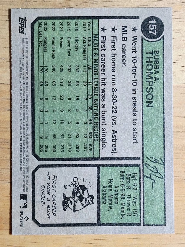 2023 Topps Heritage #157 Bubba Thompson RC