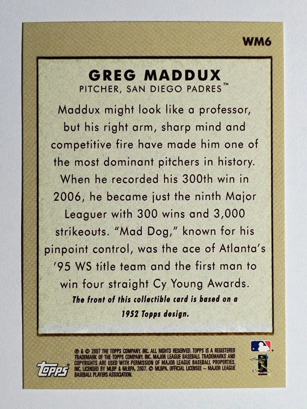 2007 Topps Wal-Mart #WM6 Greg Maddux 52T