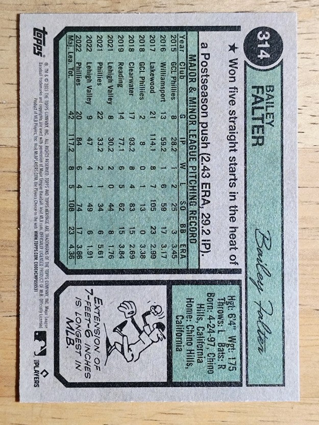 2023 Topps Heritage #314 Bailey Falter RC