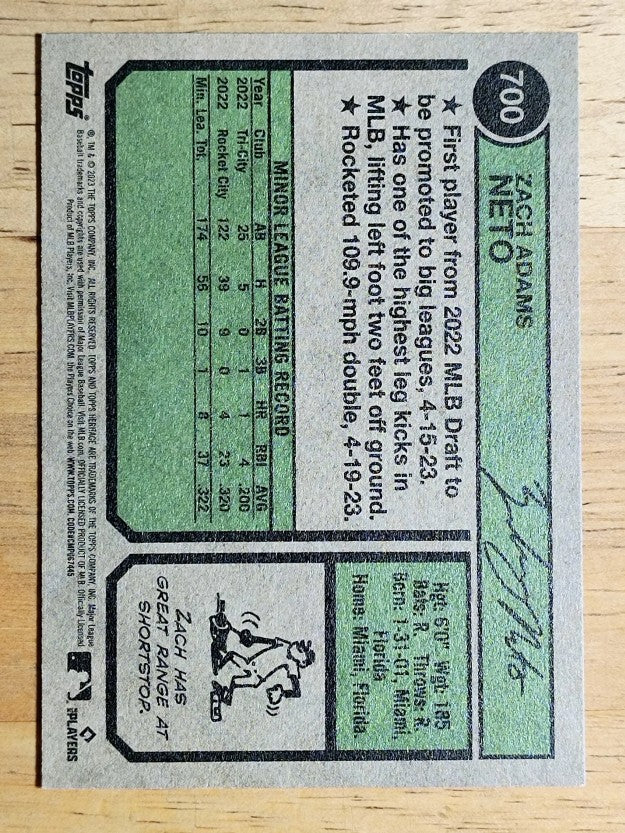 2023 Topps Heritage #700 Zach Neto RC