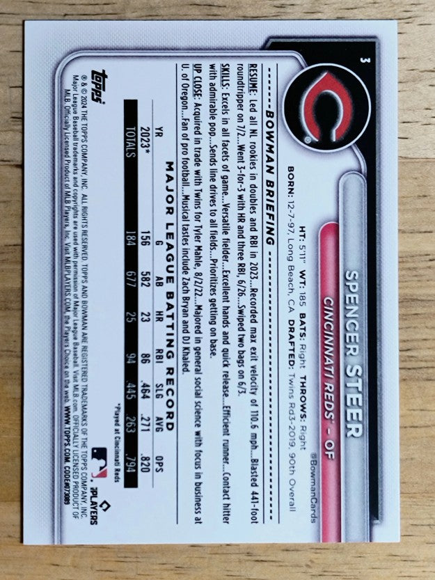 2024 Bowman #3 Spencer Steer