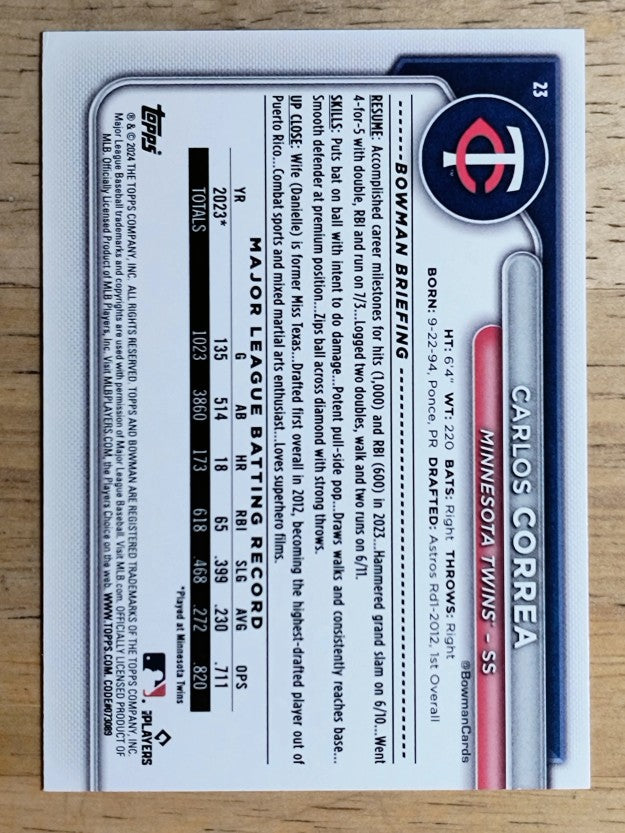 2024 Bowman #23 Carlos Correa