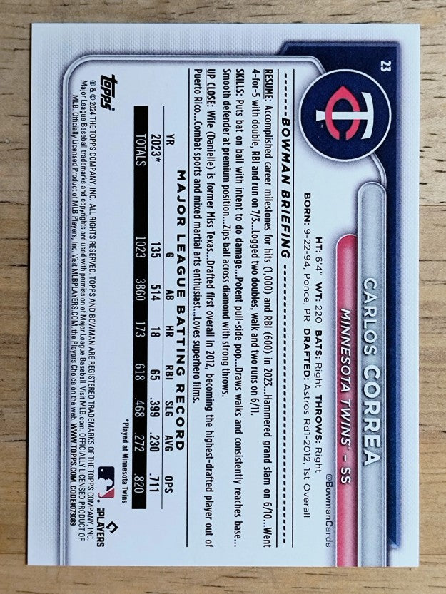 2024 Bowman #23 Carlos Correa