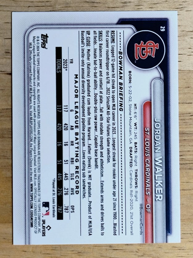 2024 Bowman #29 Jordan Walker