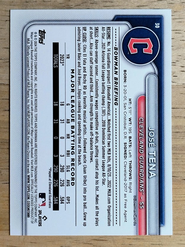 2024 Bowman #30 Jose Tena RC