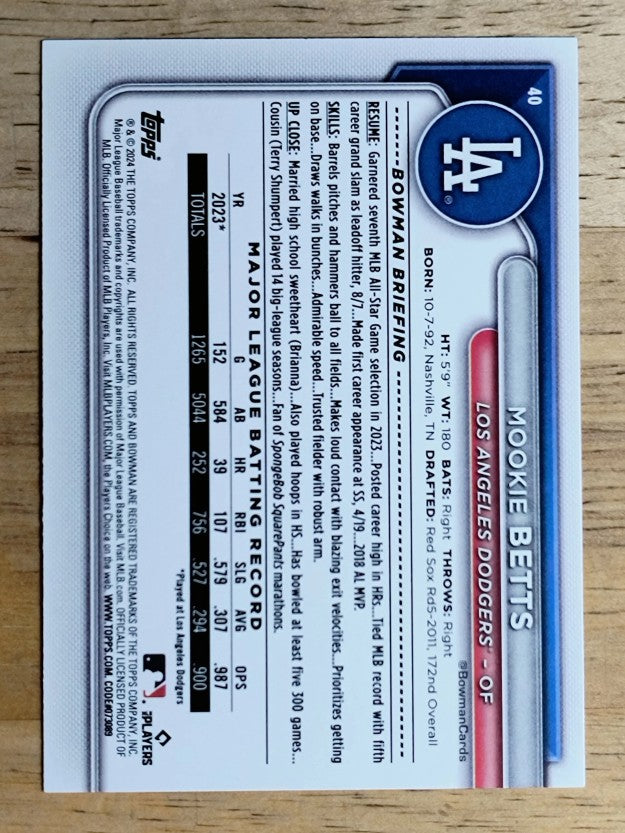 2024 Bowman #40 Mookie Betts