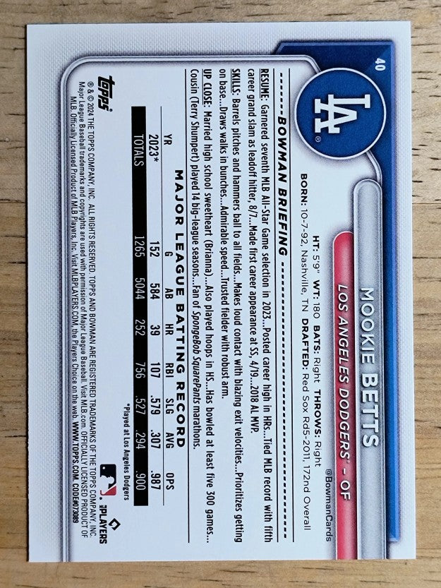 2024 Bowman #40 Mookie Betts