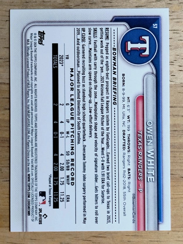2024 Bowman #57 Owen White RC