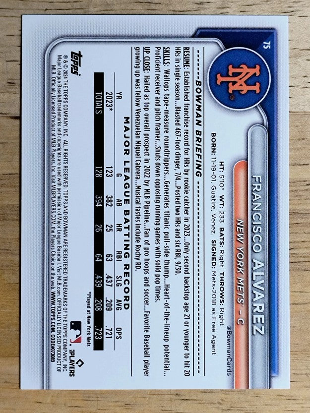 2024 Bowman #75 Francisco Alvarez