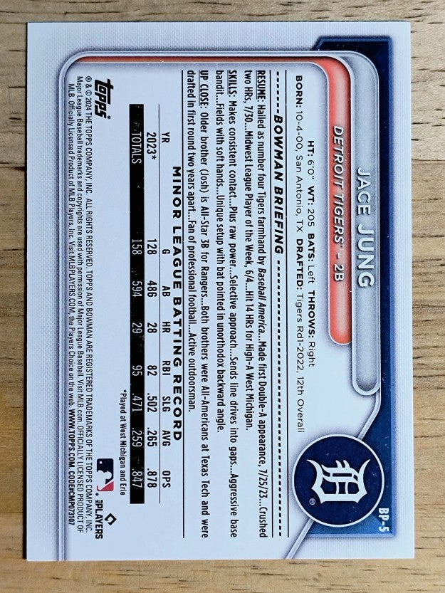2024 Bowman Prospects #BP5 Jace Jung