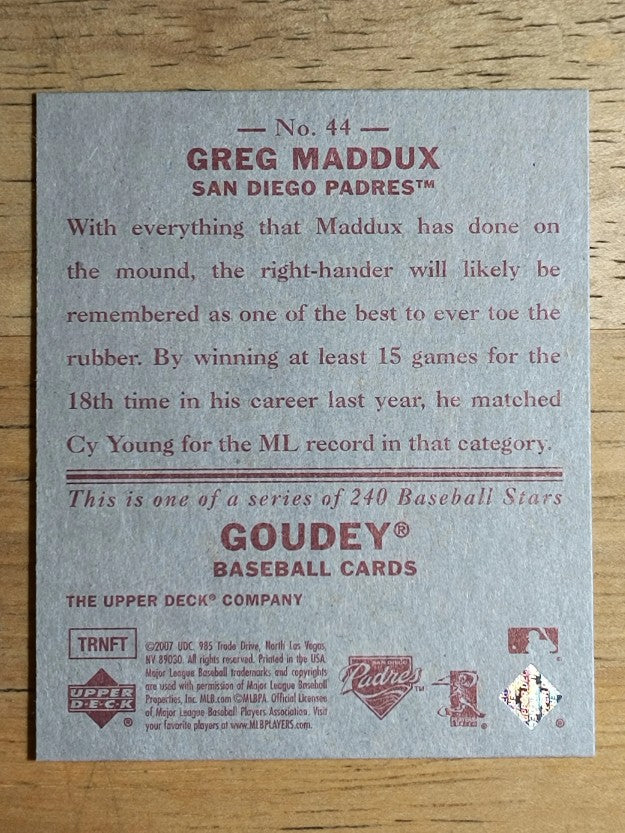 2007 Upper Deck Goudey Red Backs #44 Greg Maddux