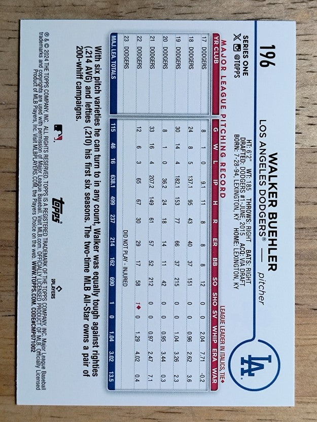2024 Topps #196 Walker Buehler