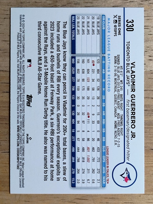 2024 Topps #330 Vladimir Guerrero Jr.