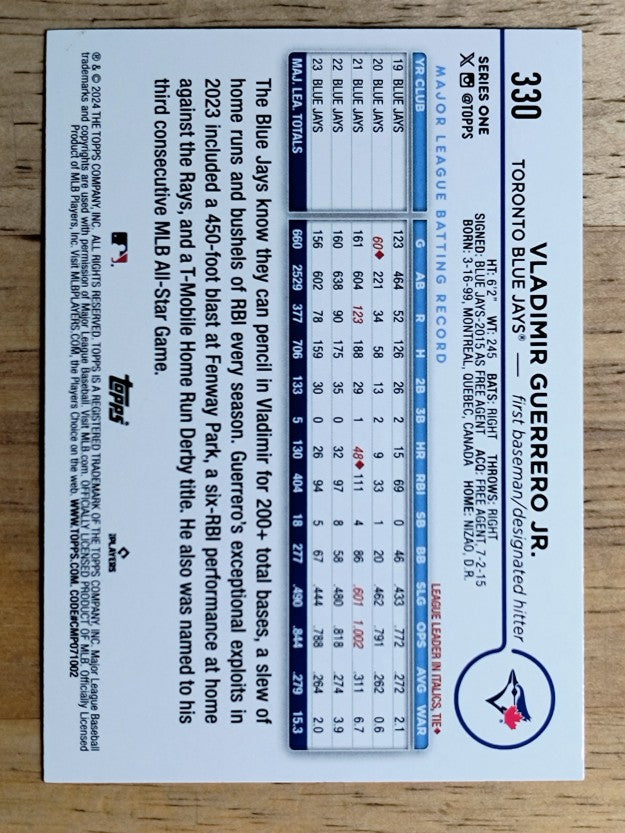 2024 Topps #330 Vladimir Guerrero Jr.