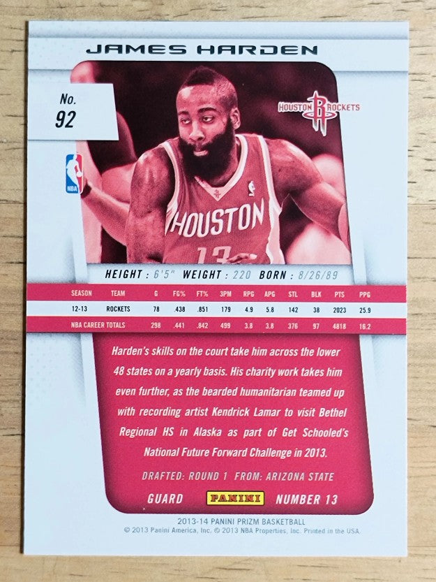 2013-14 Panini Prizm #92 James Harden