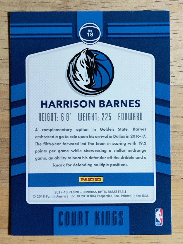 2017-18 Donruss Optic Court Kings #18 Harrison Barnes