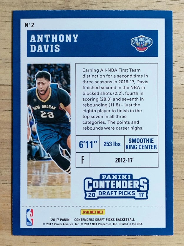 2017-18 Panini Contenders Draft Picks #2A Anthony Davis/blue jersey