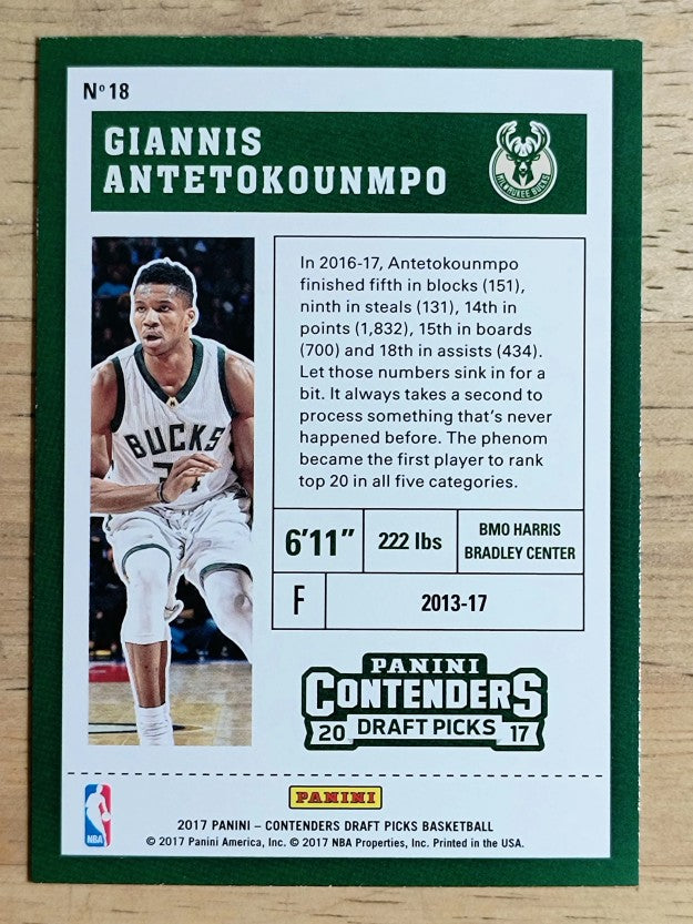 2017-18 Panini Contenders Draft Picks #18B Giannis Antetokounmpo/white jersey