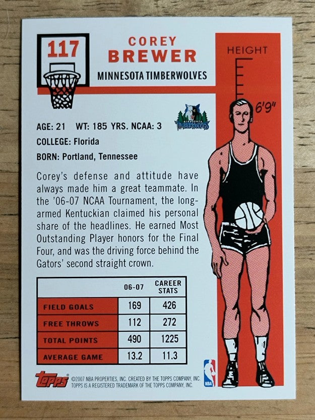2007-08 Topps 1957-58 Variations #117 Corey Brewer