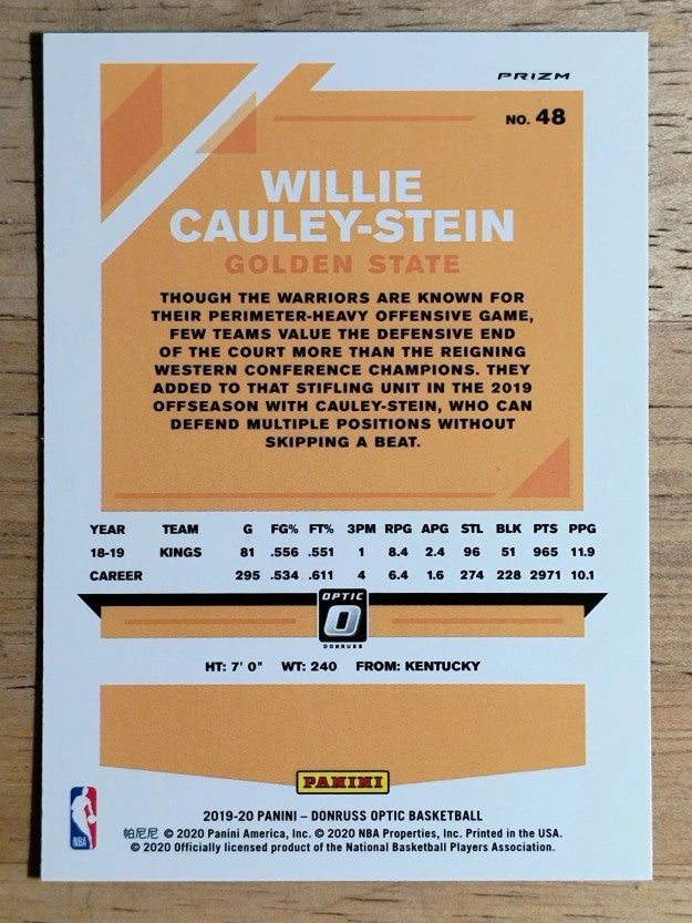 2019-20 Donruss Optic Blue Velocity #48 Willie Cauley-Stein