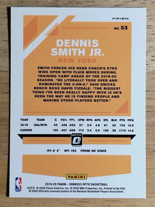2019-20 Donruss Optic Blue Velocity #53 Dennis Smith Jr.