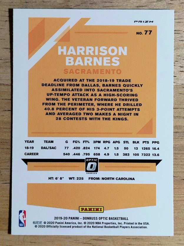 2019-20 Donruss Optic Blue Velocity #77 Harrison Barnes