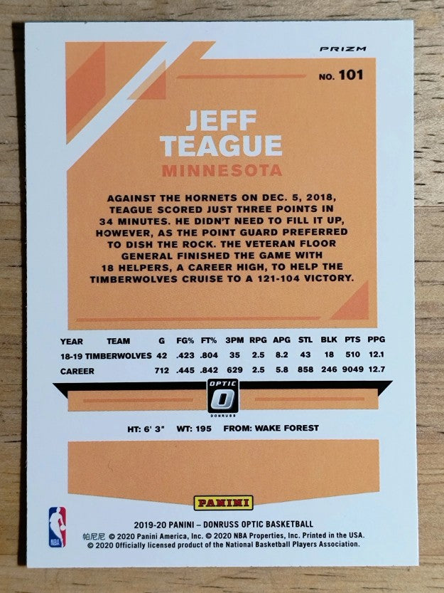 2019-20 Donruss Optic Blue Velocity #101 Jeff Teague