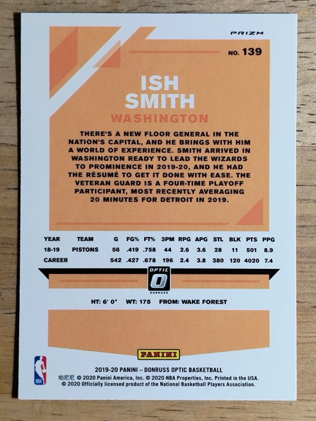 2019-20 Donruss Optic Blue Velocity #139 Ish Smith