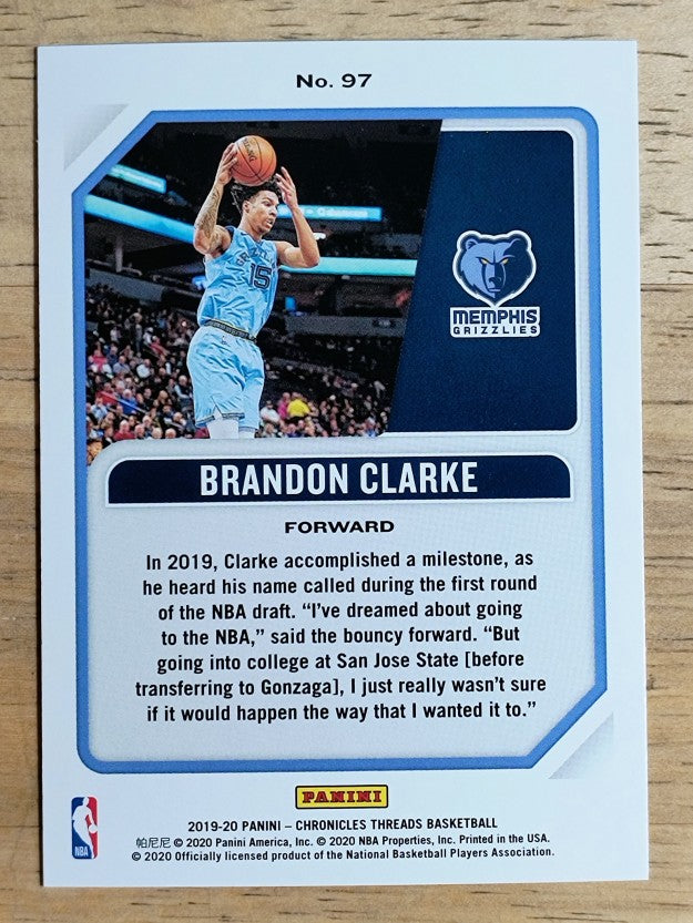 2019-20 Panini Chronicles #97 Brandon Clarke/Threads