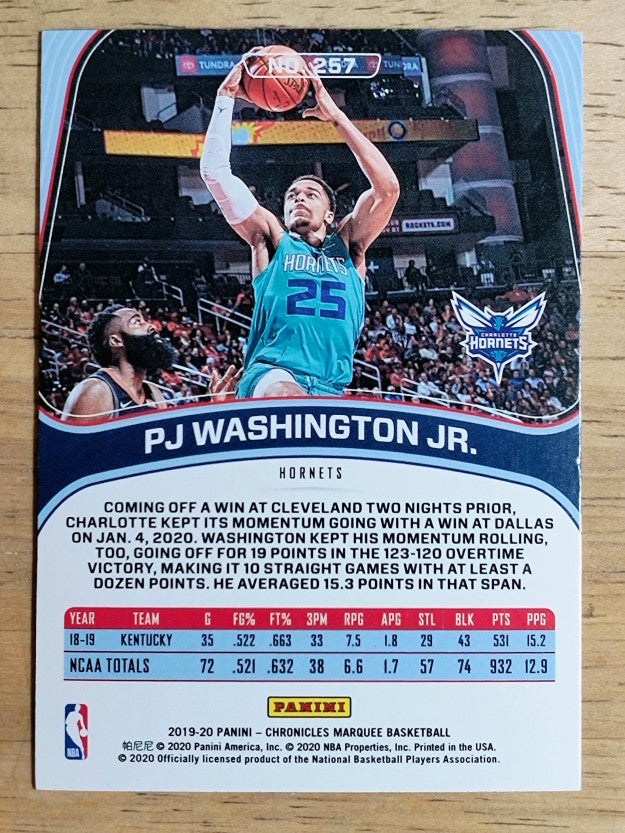 2019-20 Panini Chronicles Bronze #257 PJ Washington Jr./Marquee