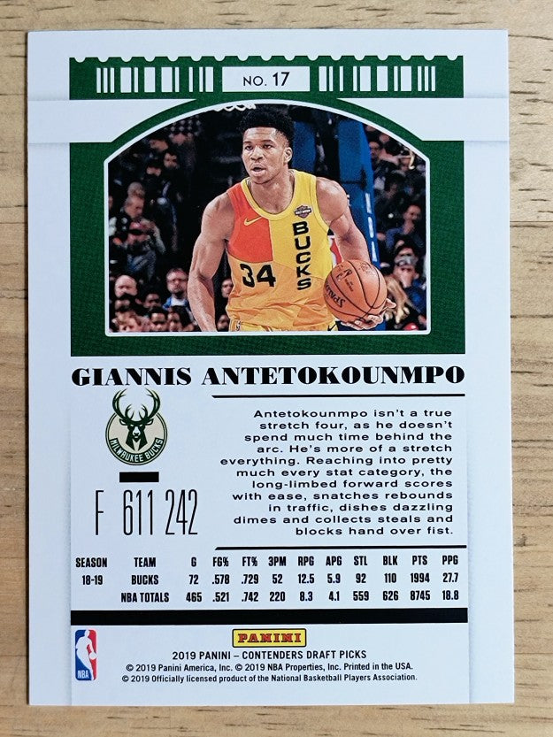 2019-20 Panini Contenders Draft Picks Variations #17 Giannis Antetokounmpo