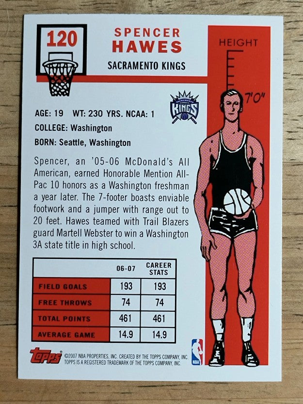 2007-08 Topps 1957-58 Variations #120 Spencer Hawes