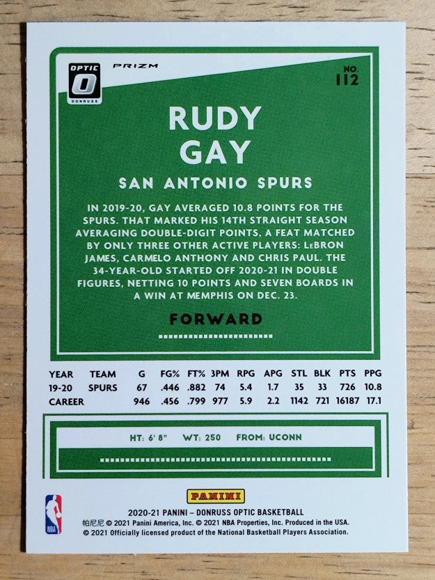 2020-21 Donruss Optic Purple #112 Rudy Gay