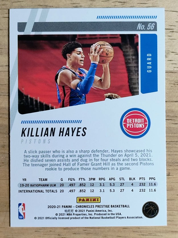 2020-21 Panini Chronicles #56 Killian Hayes RC/Prestige