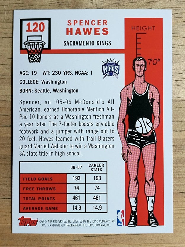 2007-08 Topps 1957-58 Variations #120 Spencer Hawes