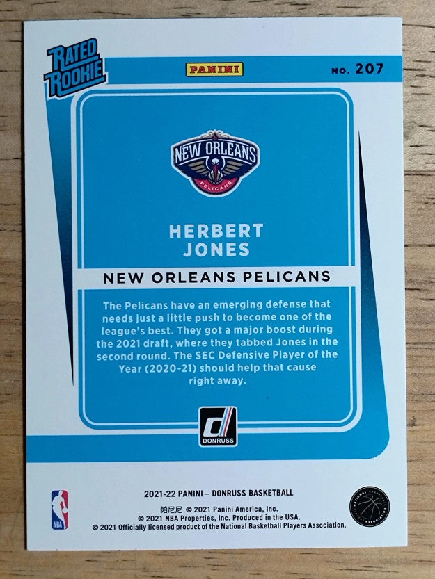 2021-22 Donruss #207 Herbert Jones RR RC