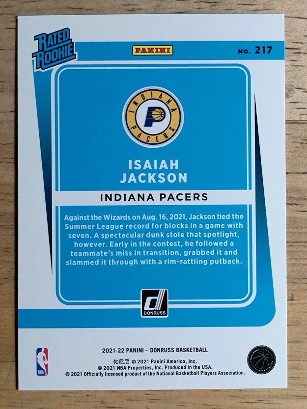 2021-22 Donruss #217 Isaiah Jackson RR RC