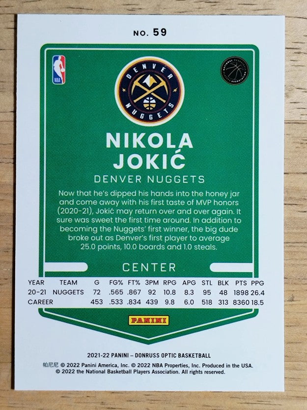 2021-22 Donruss Optic #59 Nikola Jokic