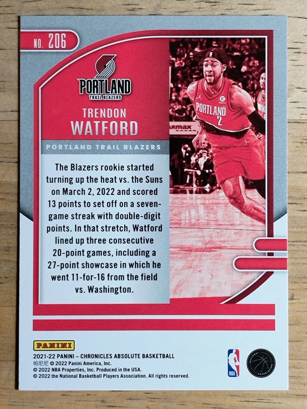 2021-22 Panini Chronicles #206 Trendon Watford/Absolute