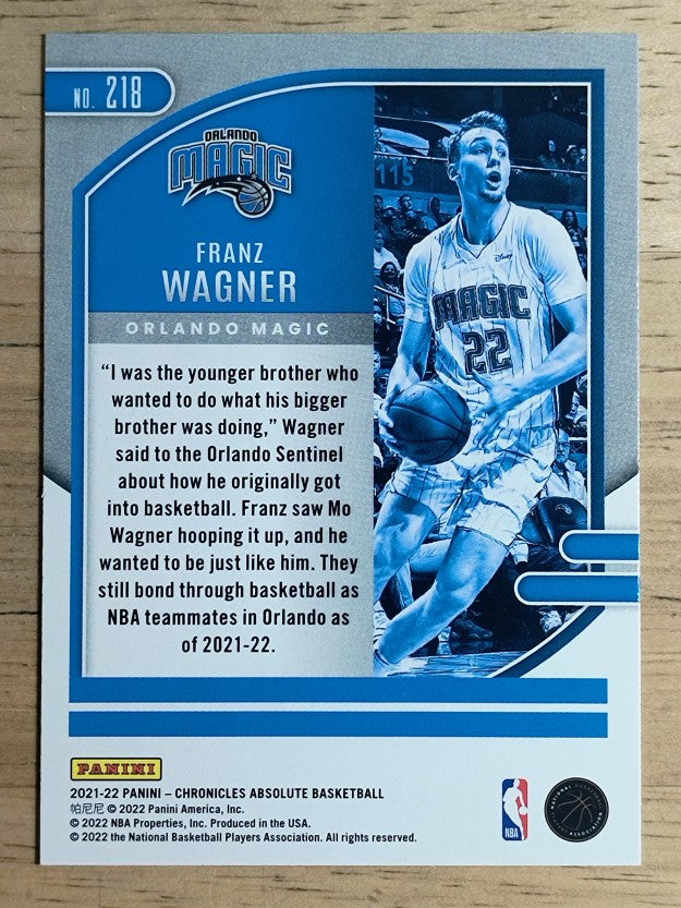 2021-22 Panini Chronicles #218 Franz Wagner/Absolute