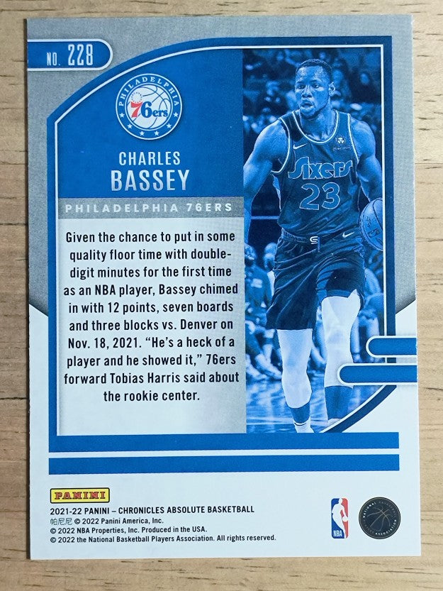 2021-22 Panini Chronicles #228 Charles Bassey RC/Absolute