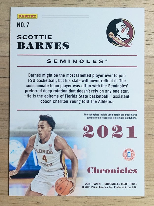 2021-22 Panini Chronicles Draft Picks #7 Scottie Barnes